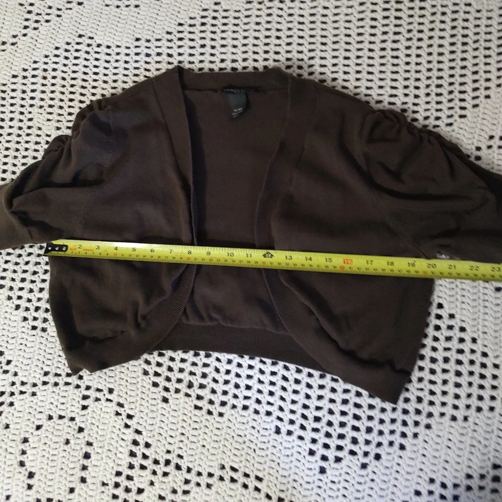 Lane Bryant Brown Open Short Sleeve Shrug Size 14/16 - Picture 9 of 11